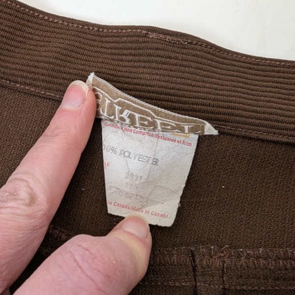 90s Ribbed Brown Pants Skinny Leg Bootcut Ultra High Waist - Picture 4 of 8